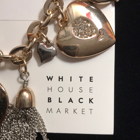 NWT WHBM Miracles Charm bracelet hearts“miracle” crystals gold tone silver tone - Picture 2 of 7